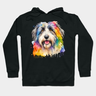 Polish Lowland Sheepdog Watercolor Portrait Hoodie